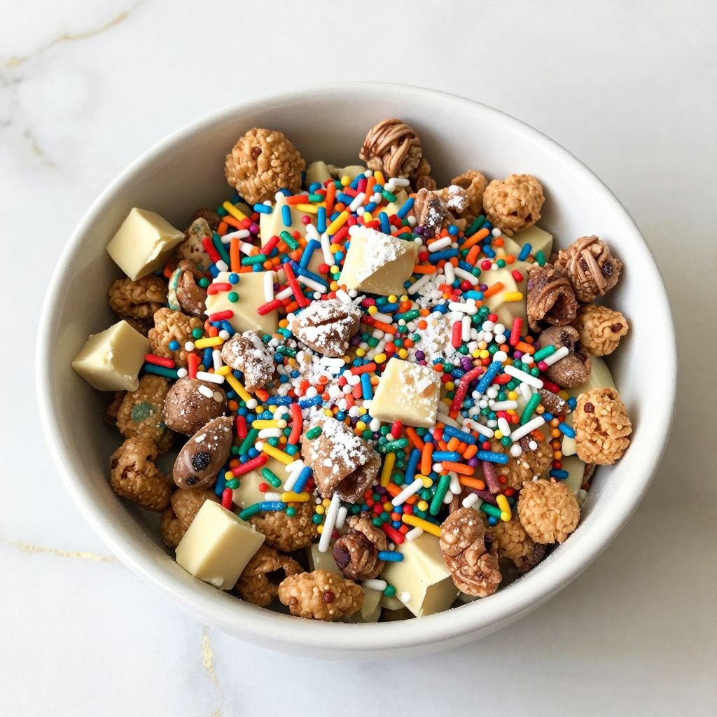 Colorful Rainbow Puppy Chow Snack close up