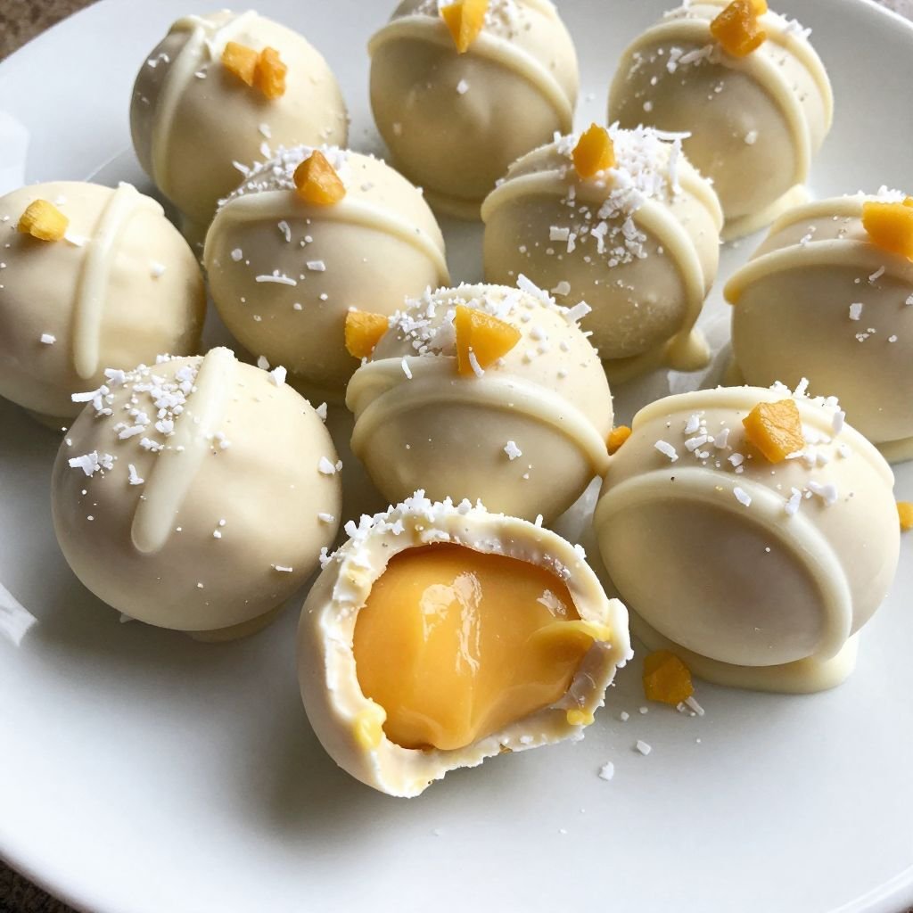 Creamy Mango White Chocolate Truffles