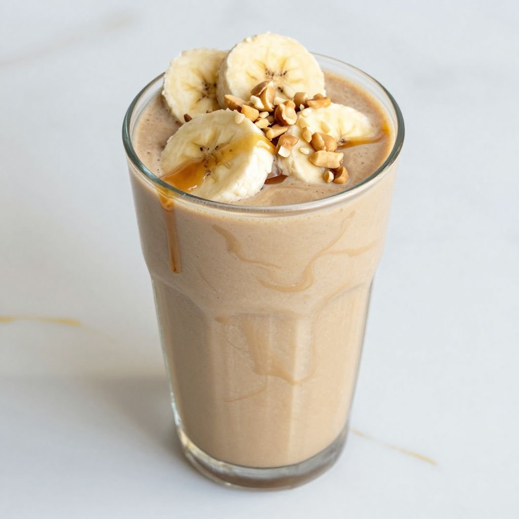 Creamy Peanut Butter Banana Smoothie close up