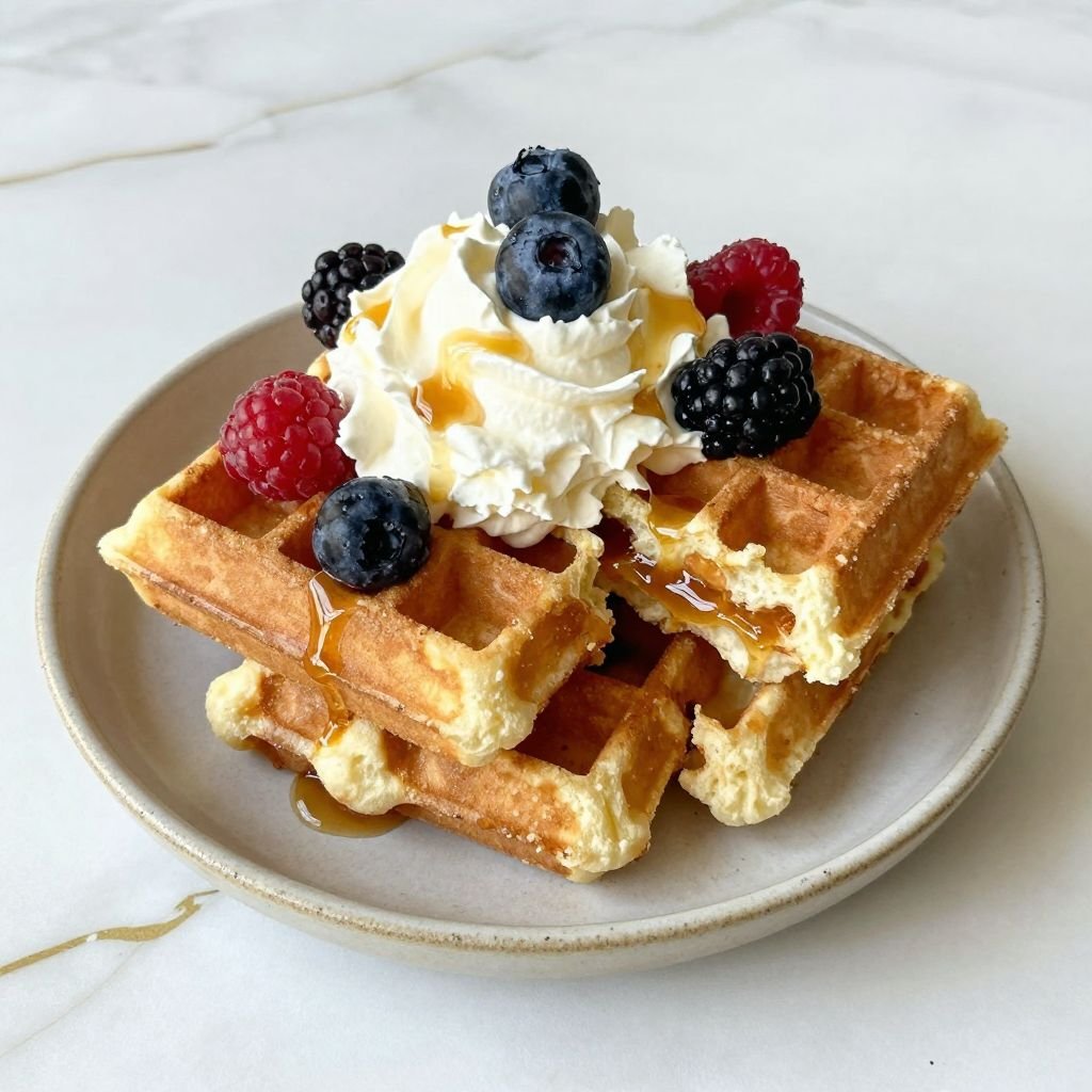 Crispy Buttermilk Belgian Waffles close up