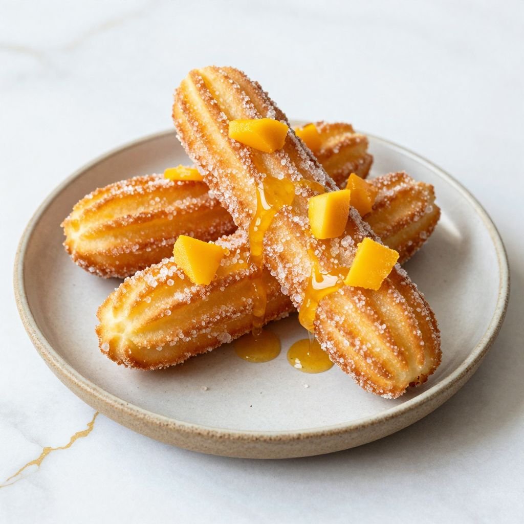 Crispy Mango Sugar Coated Churros close up