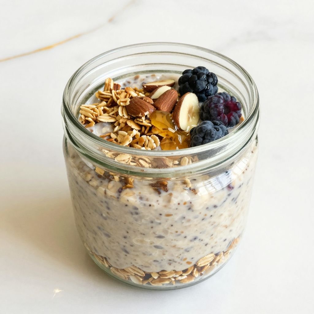 Crunchy Granola Overnight Oats close up