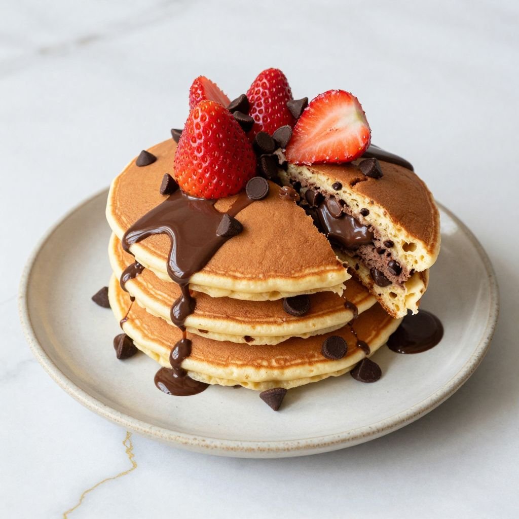 Double Chocolate Chip Pancakes close up