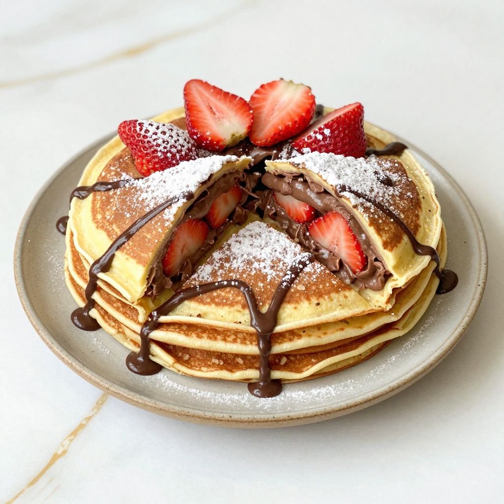 Easy Nutella Strawberry Crepes close up