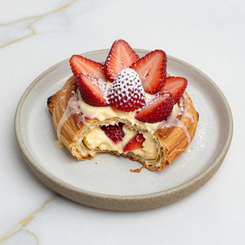 Flaky Cream Cheese Strawberry Danish Pastry close up