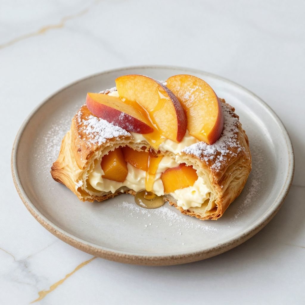 Flaky Peach Cream Cheese Danish close up