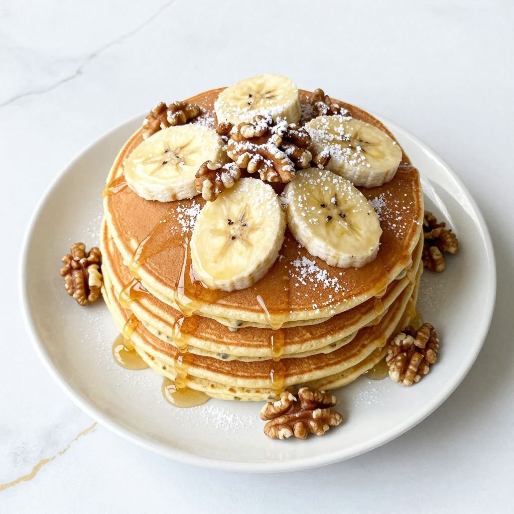 Fluffy Banana Walnut Pancakes