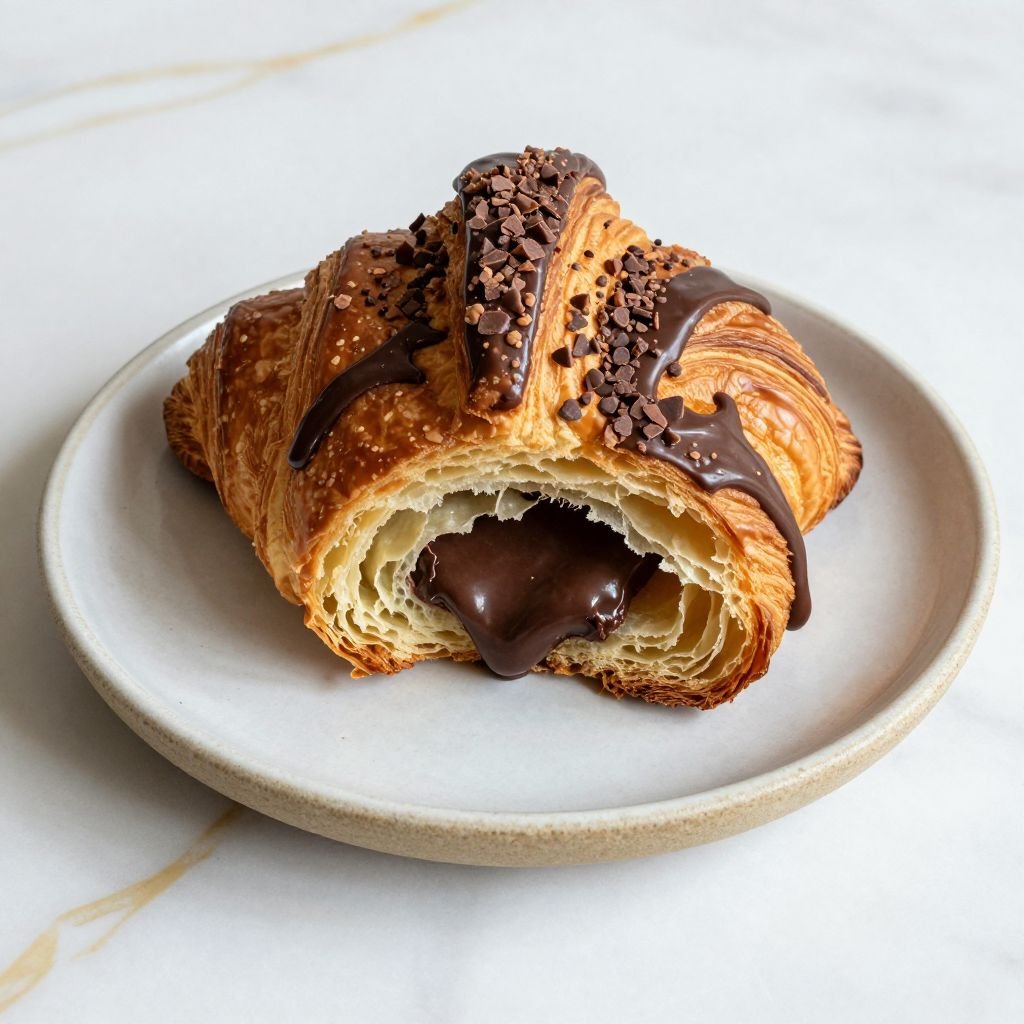 French Chocolate Filled Croissants Recipe close up