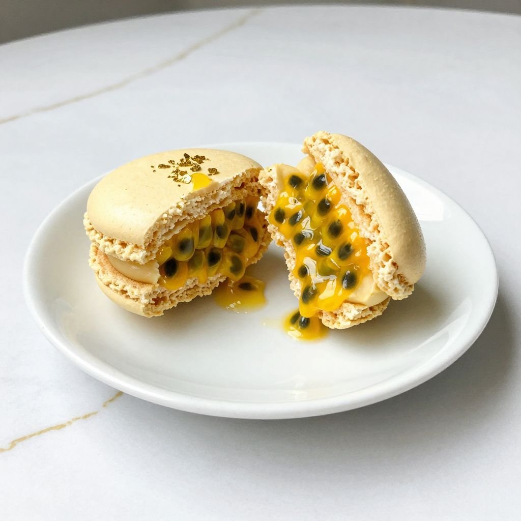 French Passion Fruit Macarons close up
