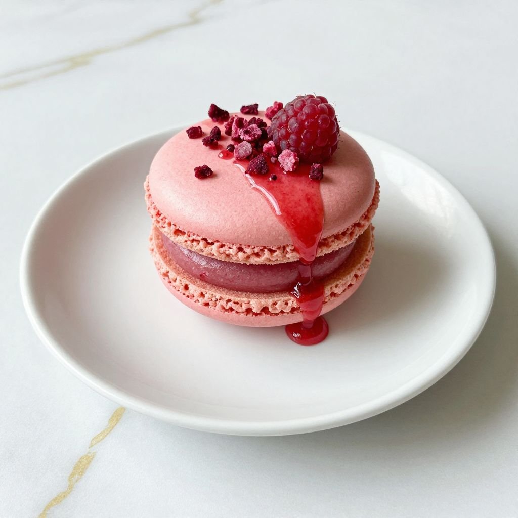 French Raspberry Macarons close up