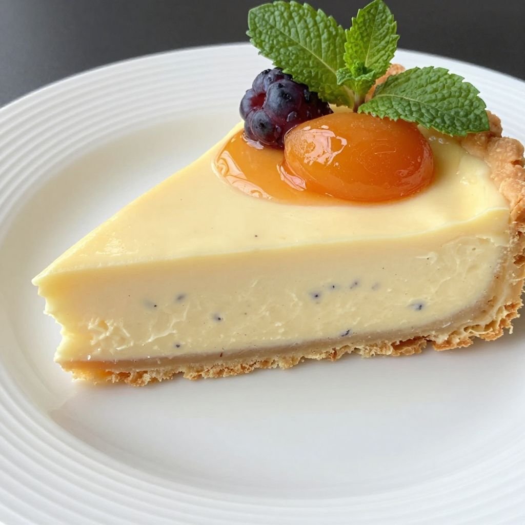 French Vanilla Bean Custard Tart close up