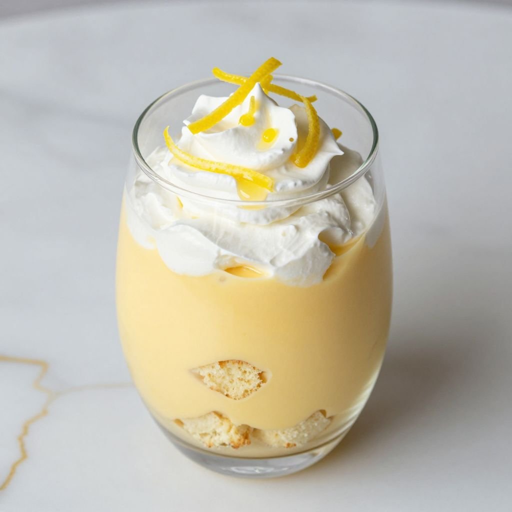 Fresh Lemon Curd Whipped Cream Trifle close up