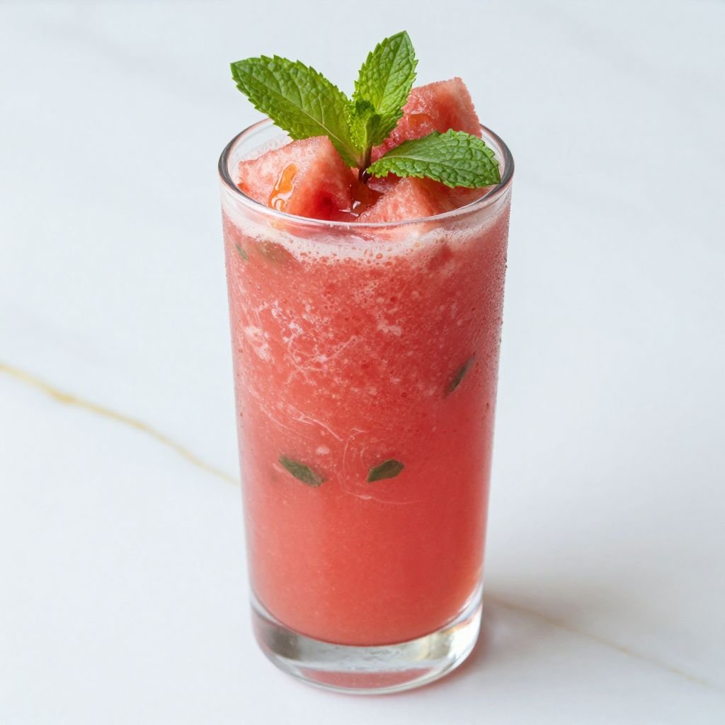 Fresh Mint Watermelon Juice Recipe close up