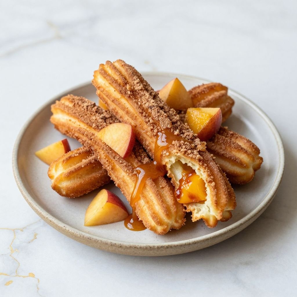 Fresh Peach Cinnamon Sugar Churros close up