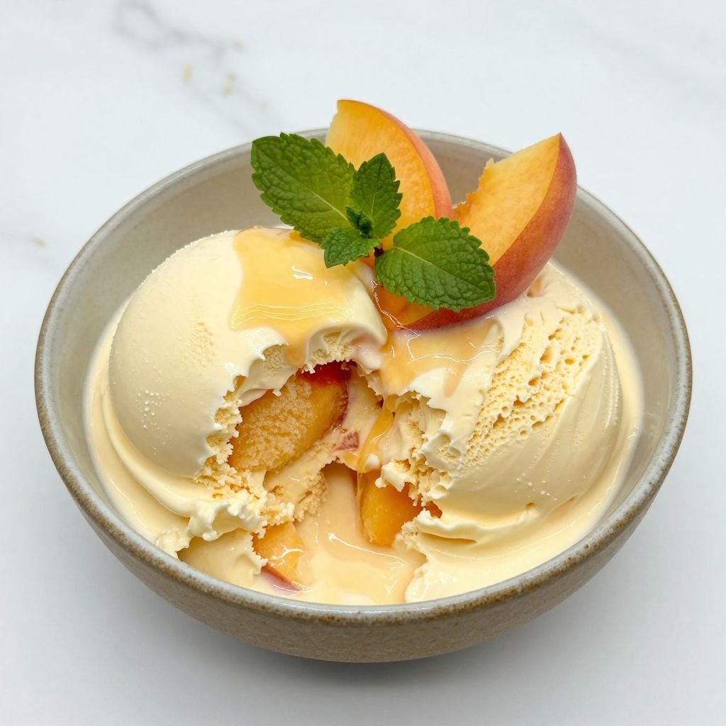 Fresh Peach Ice Cream close up