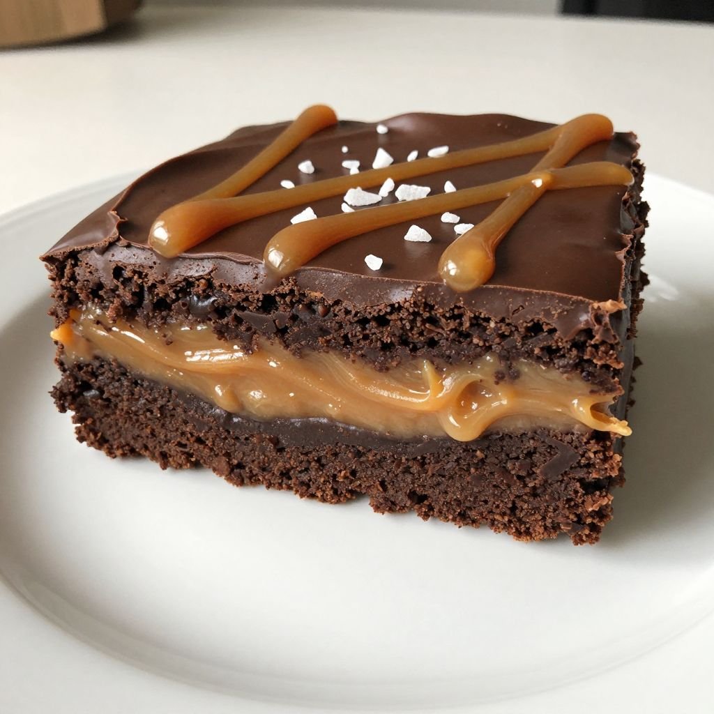 Fudgy Salted Caramel Swirl Brownies close up
