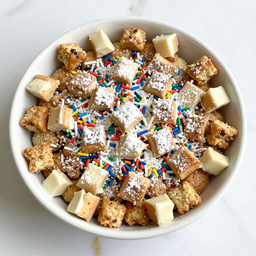 Funfetti Birthday Cake Puppy Chow close up