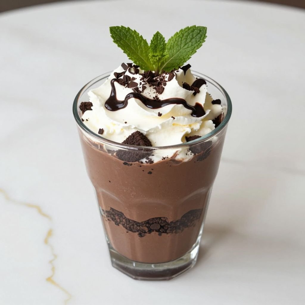 Layered Dark Chocolate Cream Trifle close up