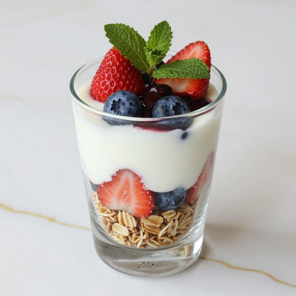 Layered Vanilla Berry Parfait Cups close up