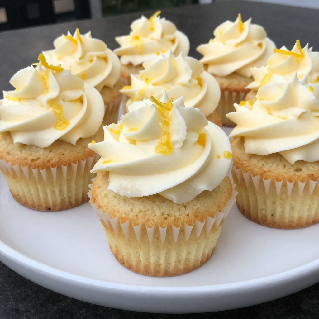 Light Lemon Cream Cheese Cupcakes close up