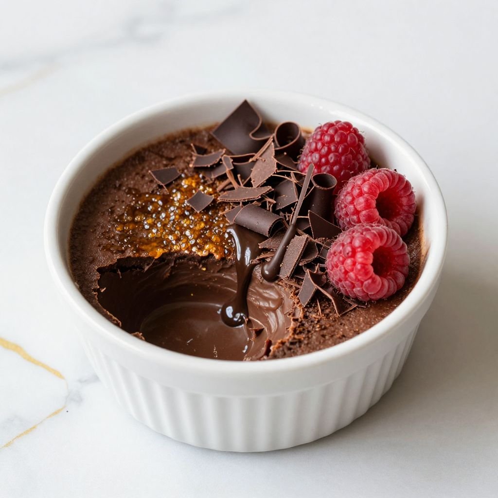Rich Chocolate Creme Brulee Custard close up
