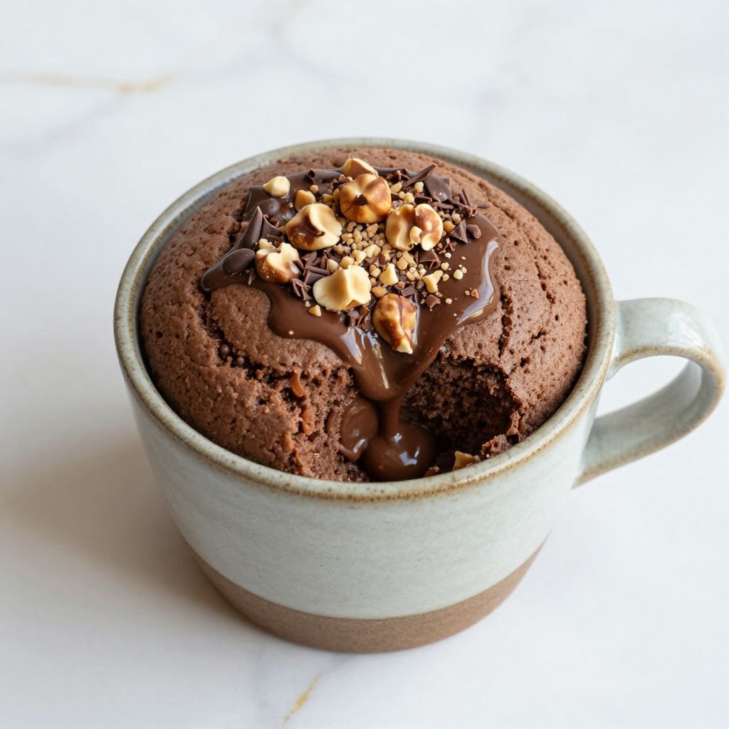Single Serve Nutella Hazelnut Mug Cake close up