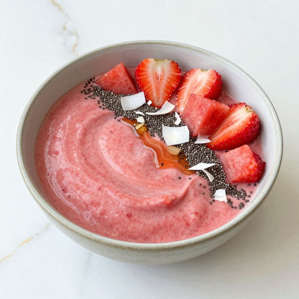 Strawberry Watermelon Smoothie Bowl Recipe close up