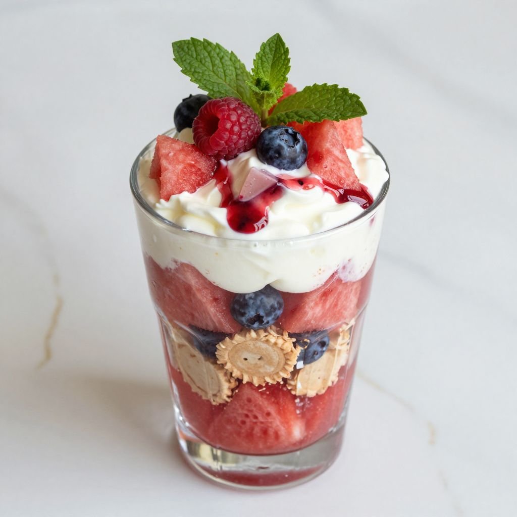 Summer Watermelon Berry Trifle Bowl close up