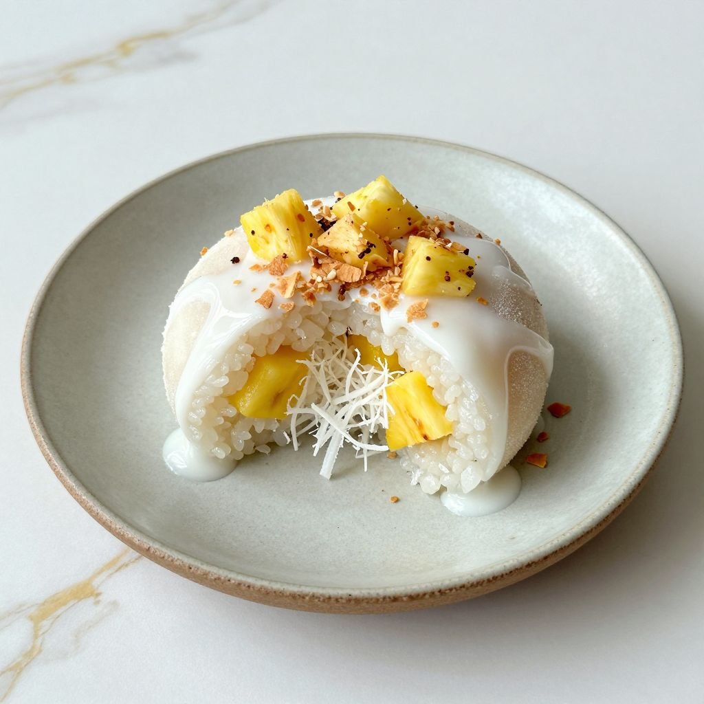 Sweet Pineapple Coconut Rice Mochi close up