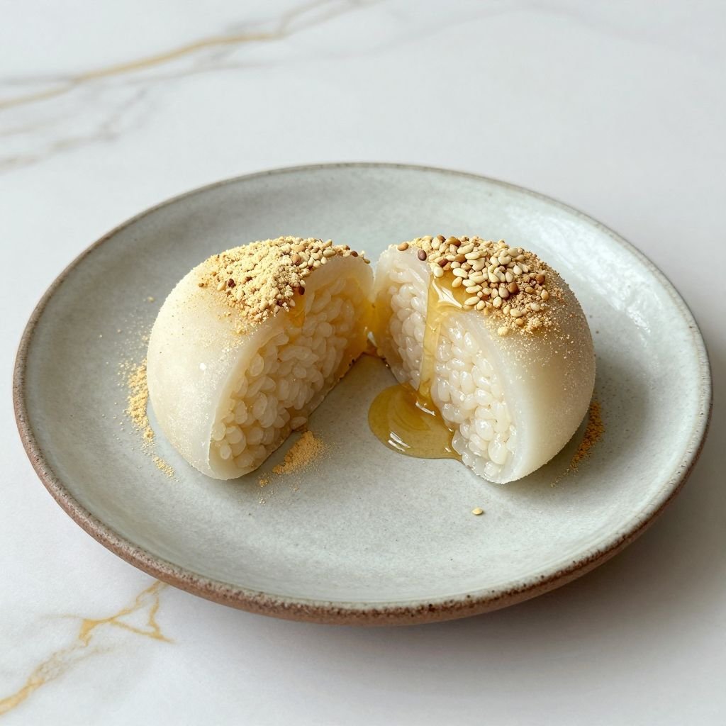 Sweet Rice Honey Mochi close up