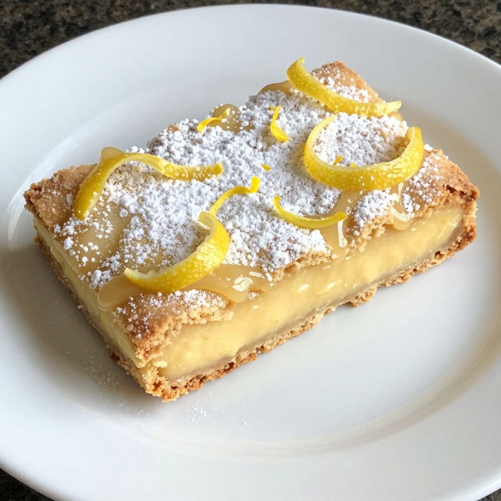 Tangy Lemon Shortbread Bar Recipe close up