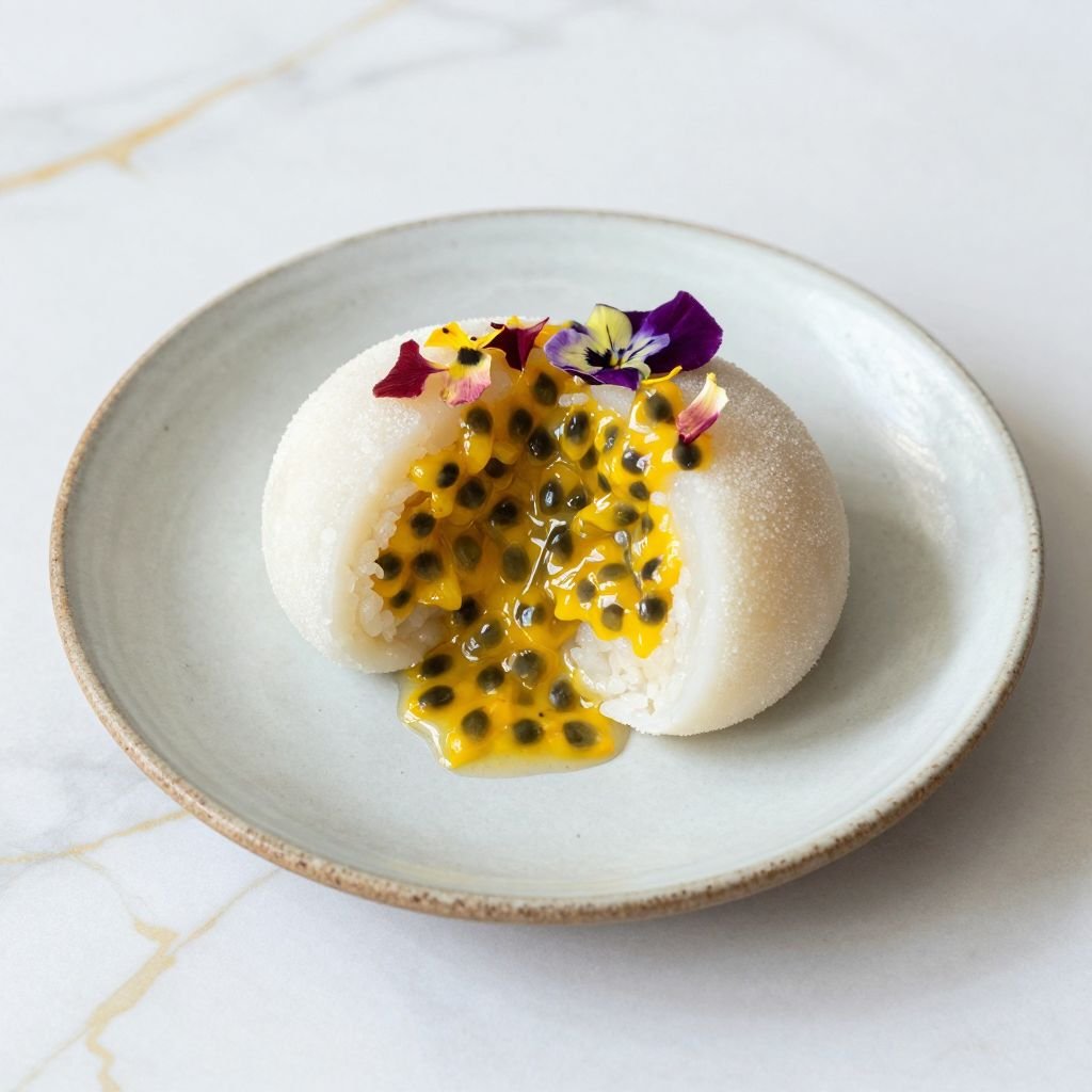 Tangy Passion Fruit Rice Mochi close up