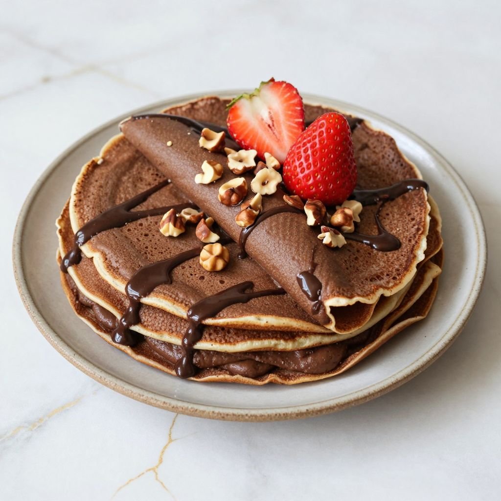 Thin Chocolate Hazelnut Crepes close up
