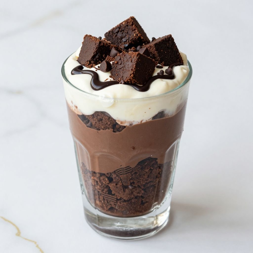 Triple Chocolate Brownie Trifle close up