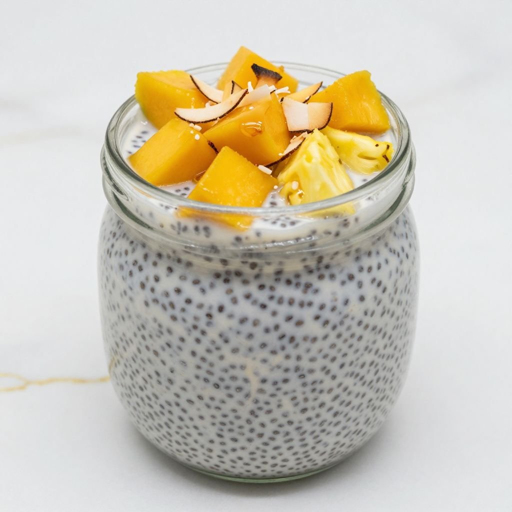 Tropical Coconut Chia Pudding close up