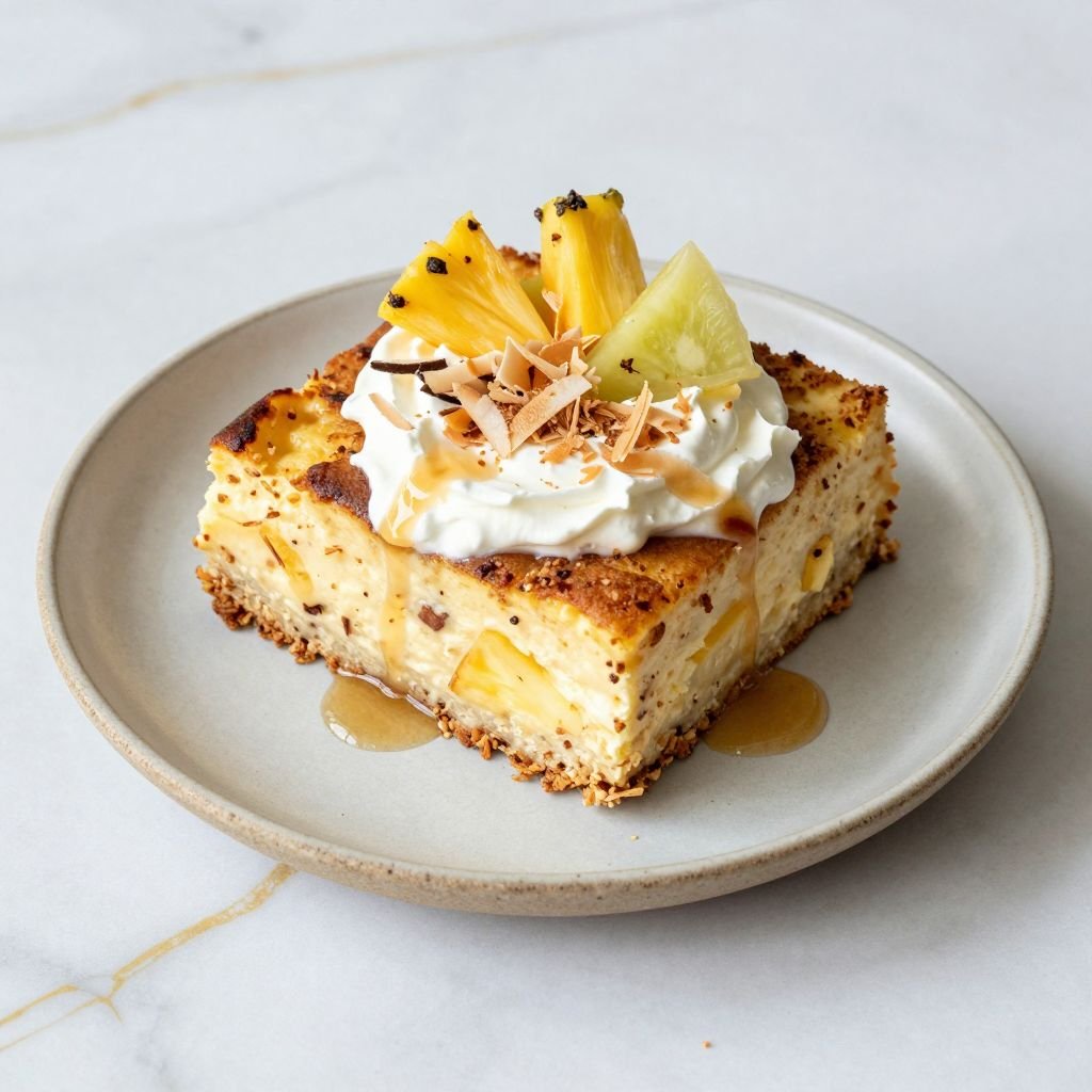 Tropical Coconut Cream Bread Pudding close up