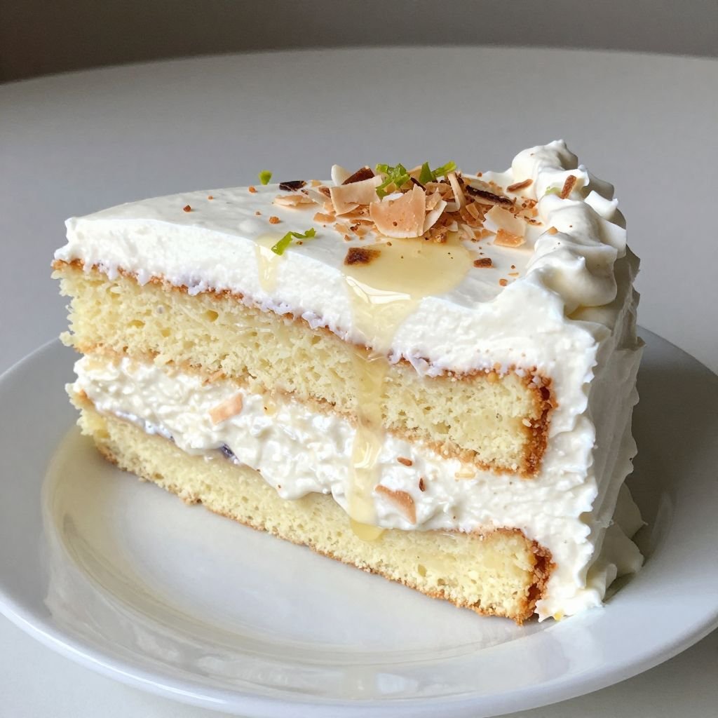 Tropical Coconut Lime Layer Cake close up
