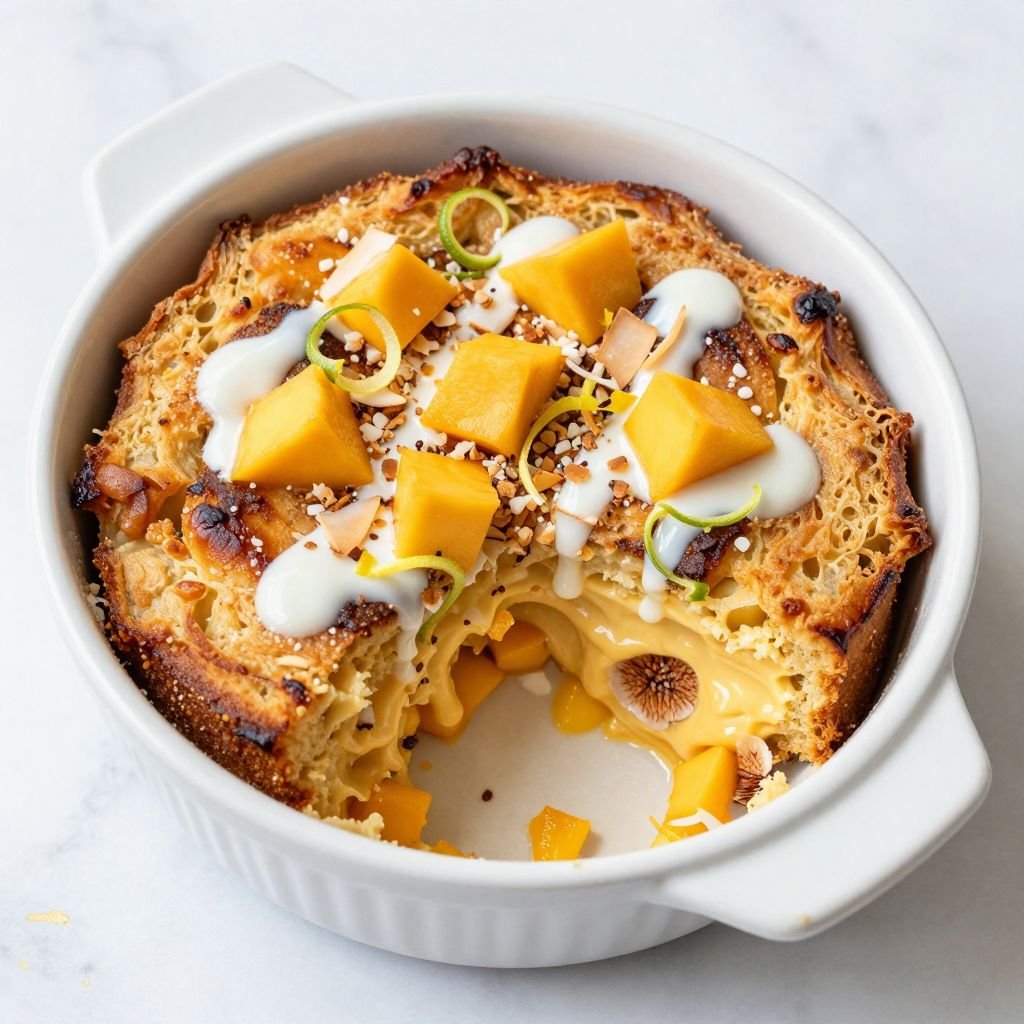 Tropical Mango Coconut Bread Pudding