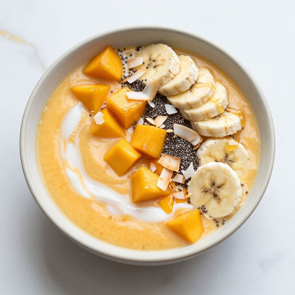 Tropical Mango Coconut Smoothie Bowl close up