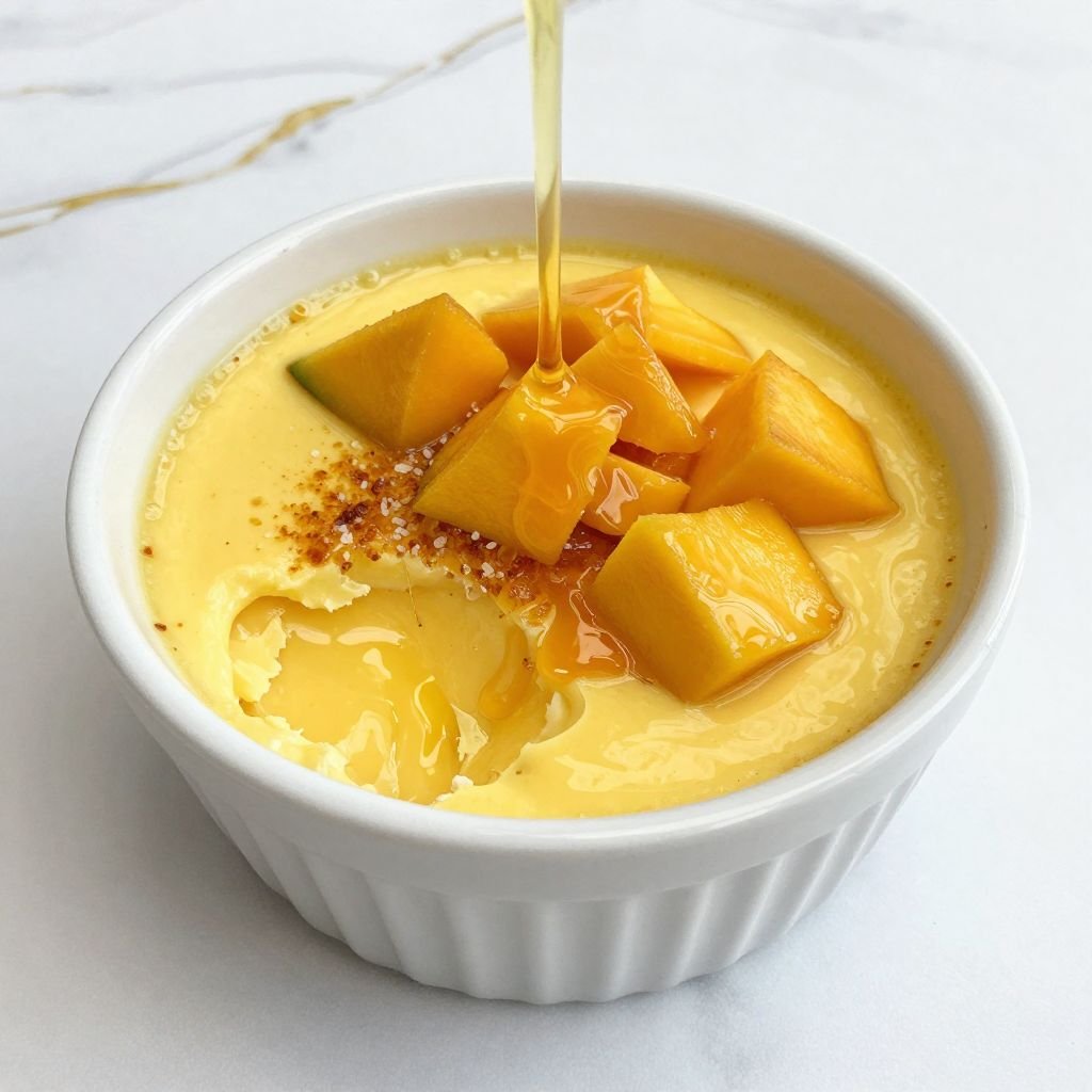 Tropical Mango Creme Brulee Recipe close up