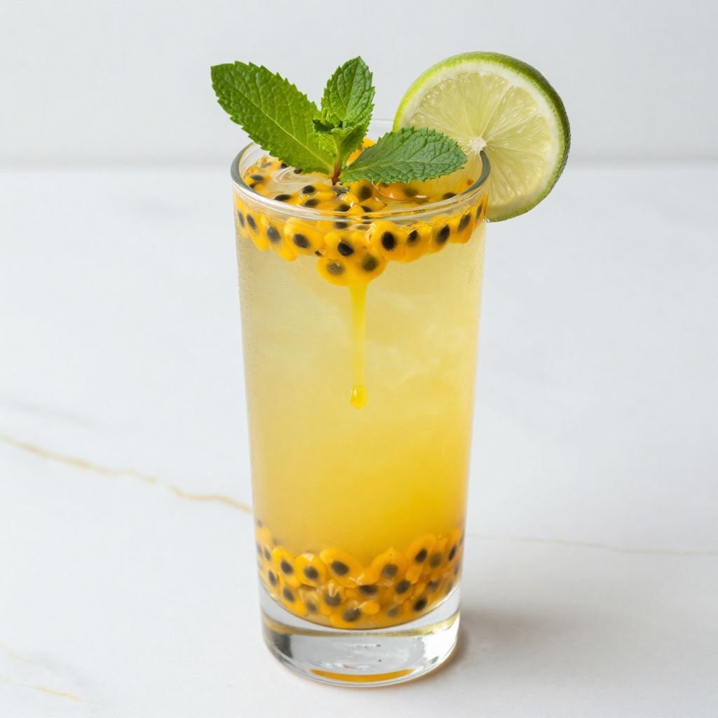 Tropical Passion Fruit Lemonade Drink close up