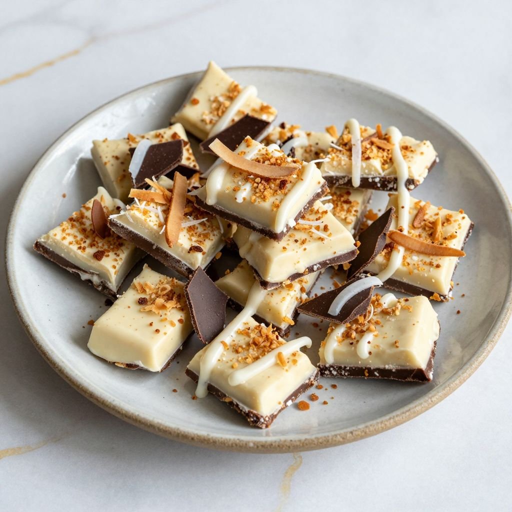 White Chocolate Toasted Coconut Bark close up