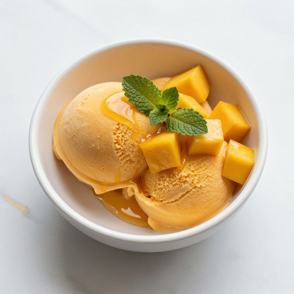 3-Ingredient Fresh Mango Sorbet close up