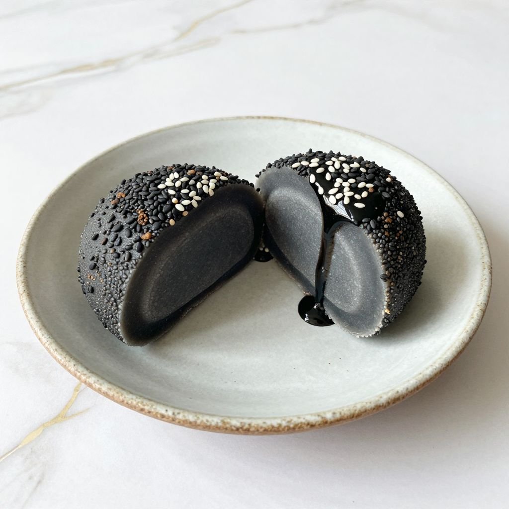 Black Sesame Chewy Mochi close up