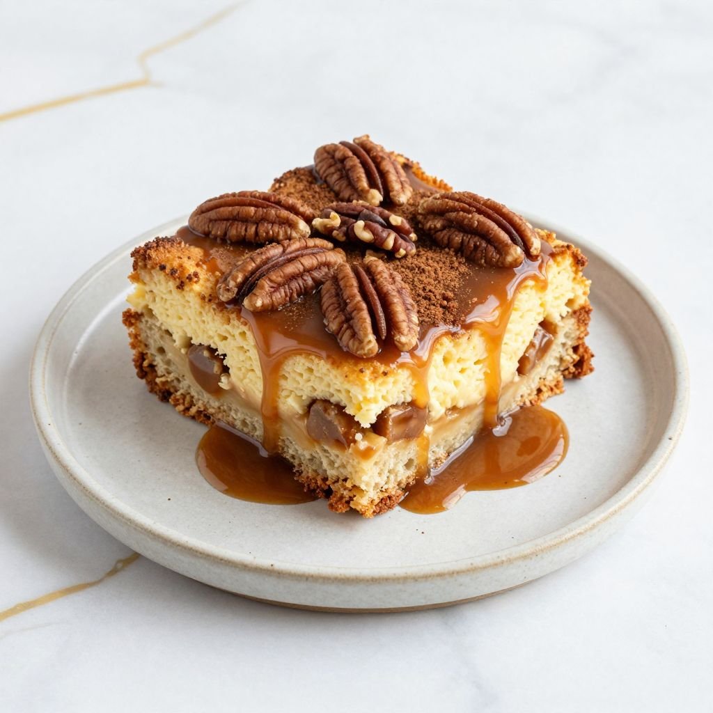 Bourbon Caramel Sauce Bread Pudding close up