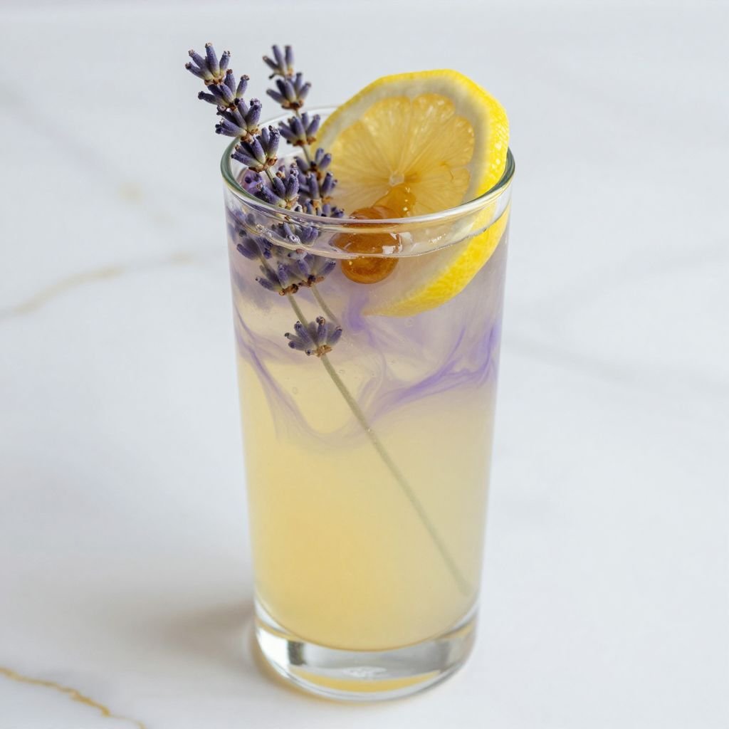 Calming Lavender Honey Lemonade Recipe close up