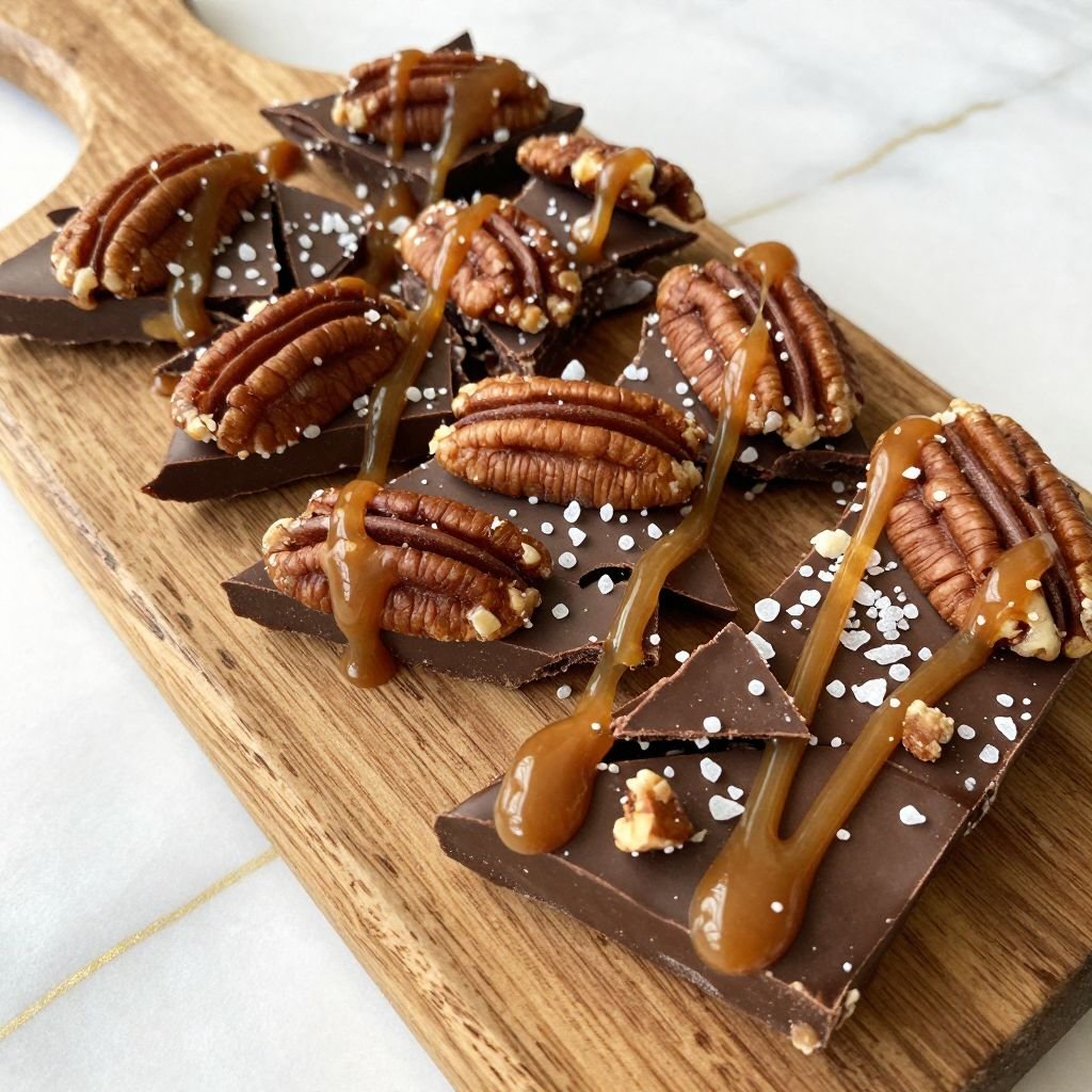 Caramel Pecan Chocolate Bark Recipe close up
