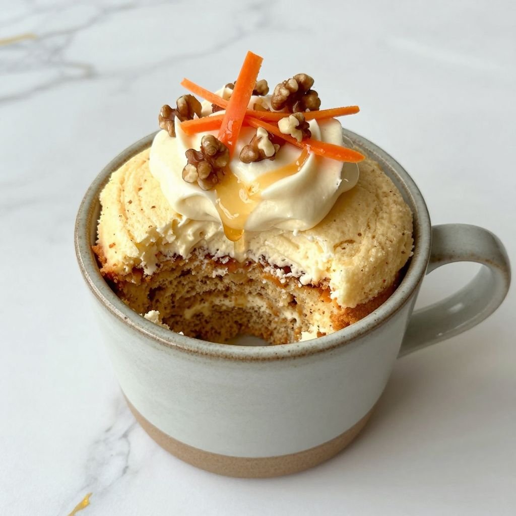 Carrot Cake Cream Cheese Mug Cake close up