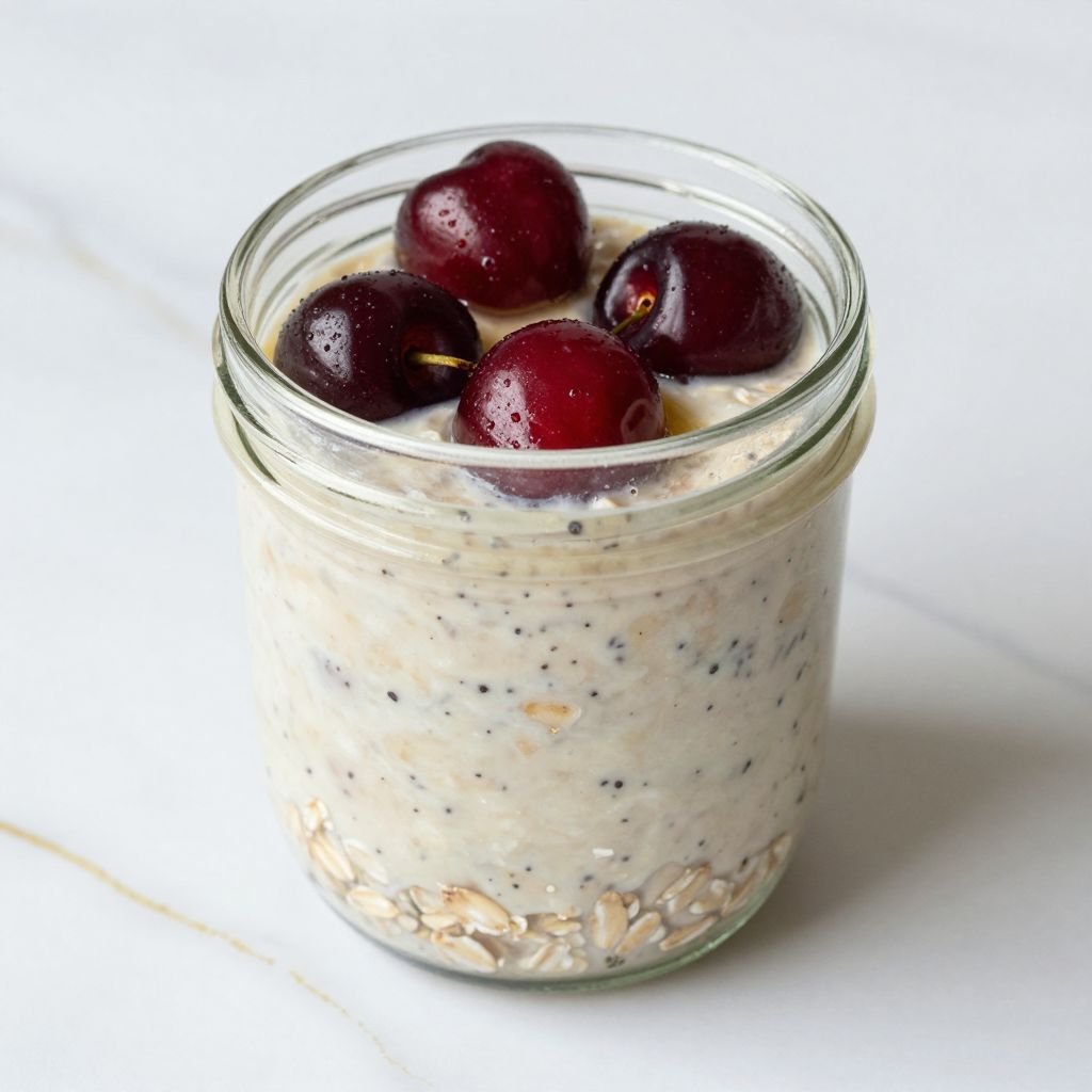 Cherry Vanilla Overnight Oats Recipe close up
