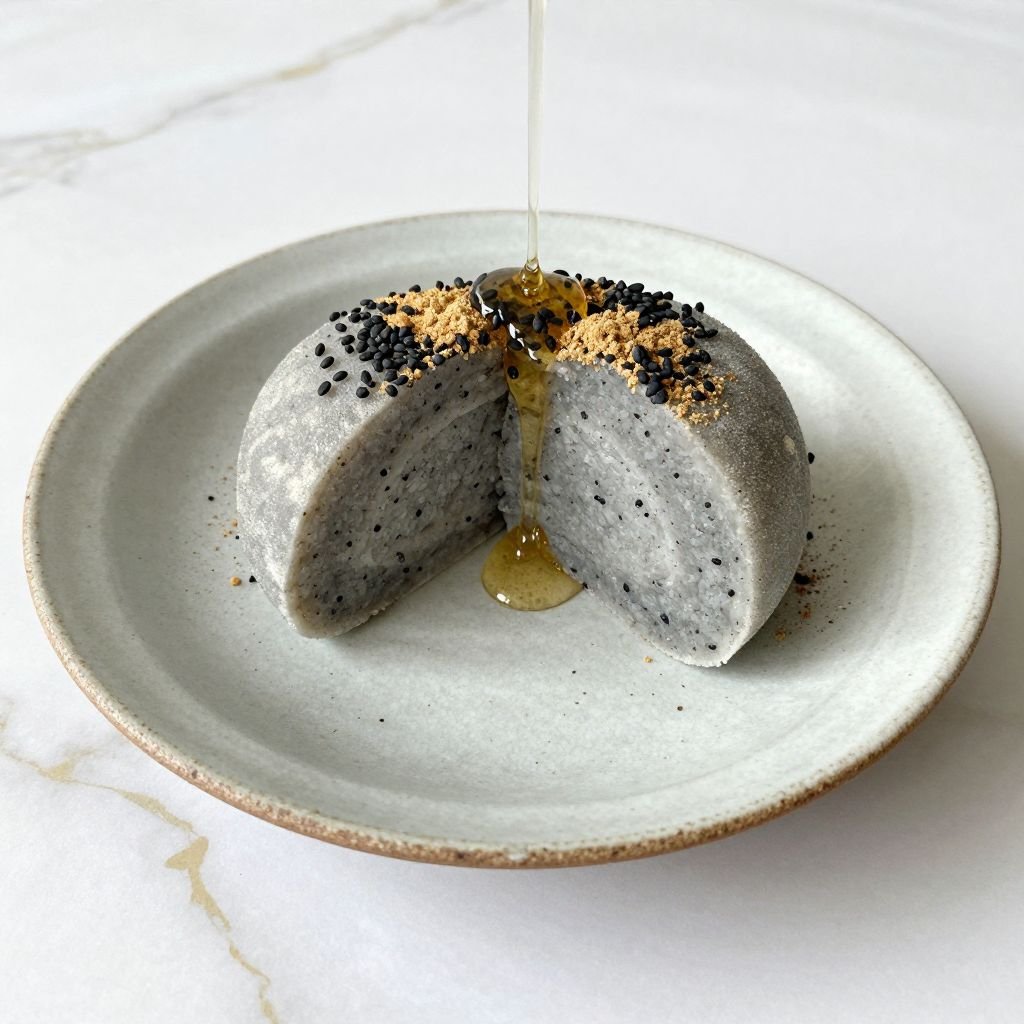 Chewy Black Sesame Mochi close up